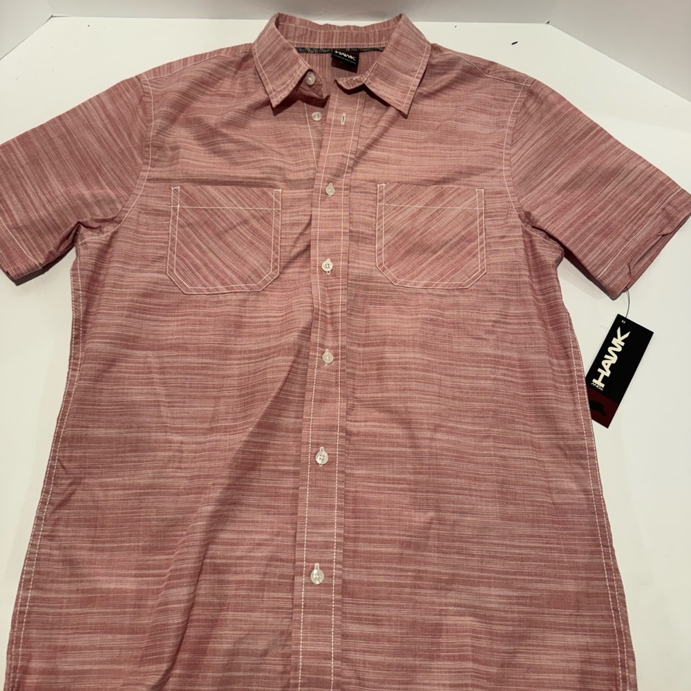 Tony Hawk Button Up Shirt Mens Medium Pink Short Sleeve Casual Skate NWT